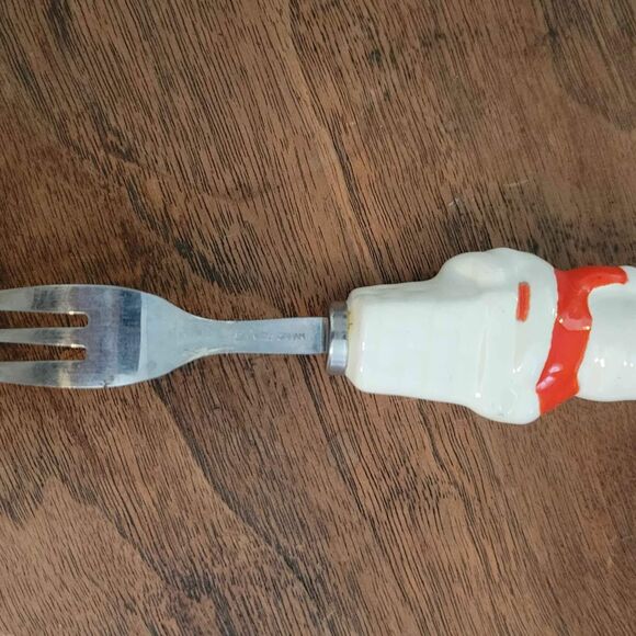 Vintage Japan Porcelain Santa Hors d'oeuvres Fork Pickle Shrimp - Picture 3 of 4